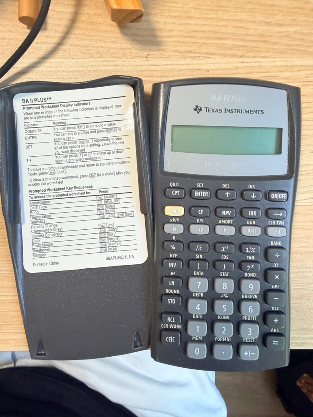 Texas Instruments BA II Plus Financial Calculator - Black and Gray